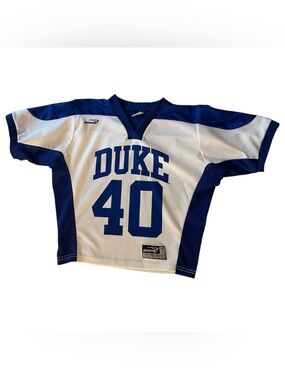 Vintage Duke Blue Devils Lacrosse Jersey Cropped Y2K White Blue Brine